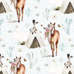 Floral Horse in Spring Rain