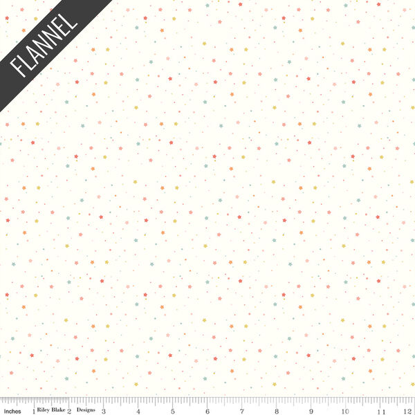 Stars Flannel in White