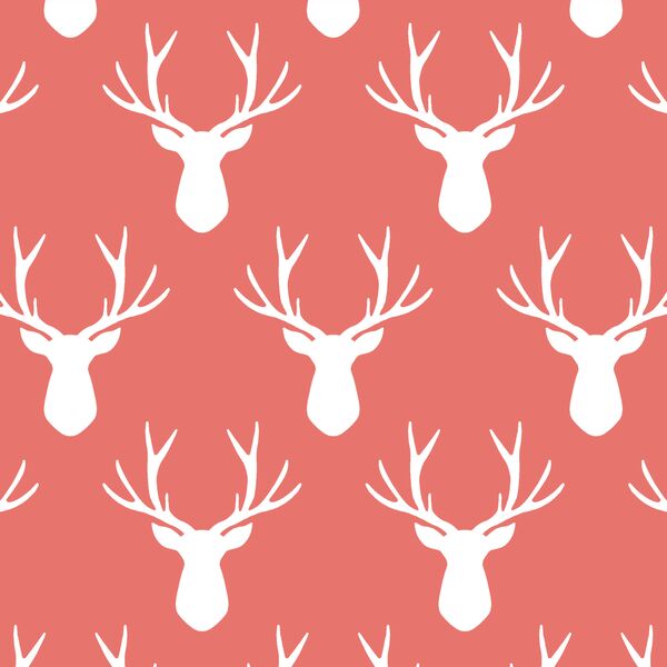 Stag Silhouette in Living Coral