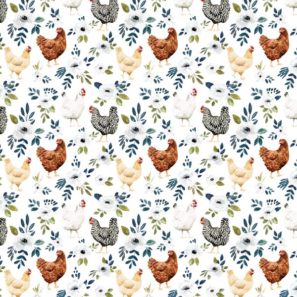 Little Garden Chickens in White