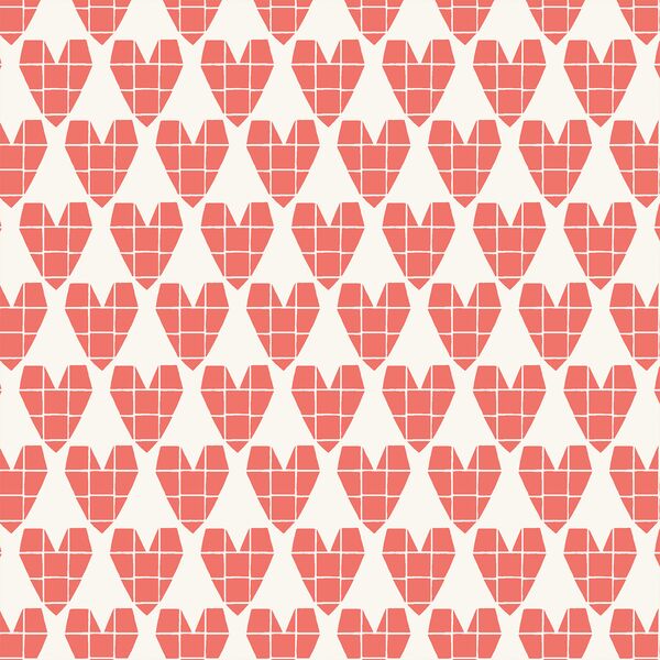 Origami Heart in Burnt Coral on Cream