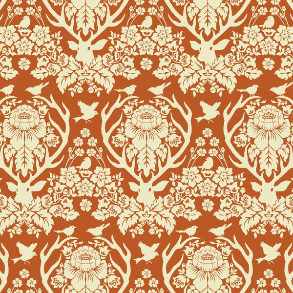 Little Antler Damask in Rust