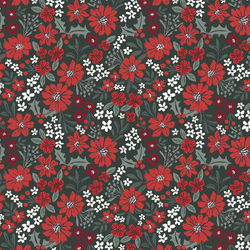 Christmas Floral in Deep Forest Green