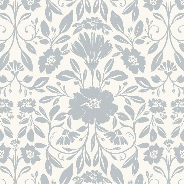 Fleury Tile in Gray Blue on Ivory