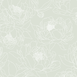Large Sketched Garden in Fresh Mint