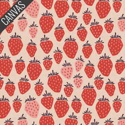 Queen of Berries Canvas in True Red Unbleached