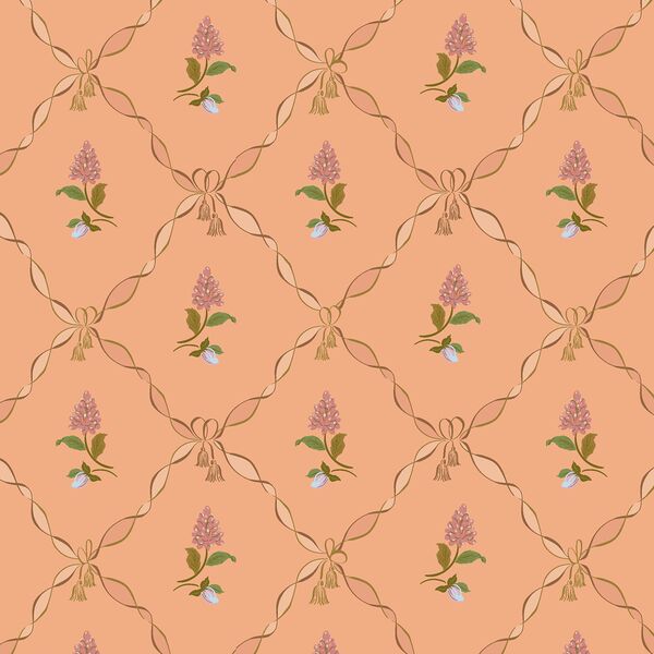 Twisted Ribbon Floral in Peach Nectar