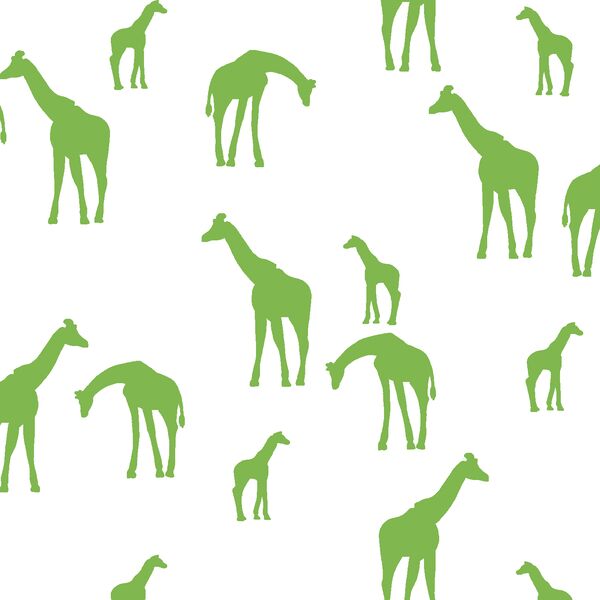 Giraffe Silhouette in Greenery on White