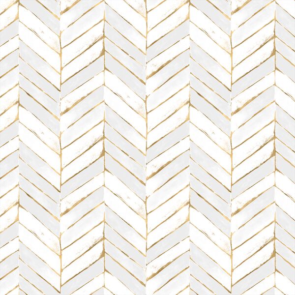 Painted Chevron in White and Gold