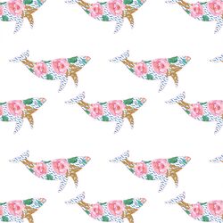 Floral Whale in Blue