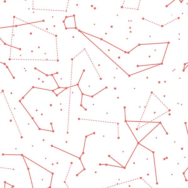 Star Charts in Salmon on White