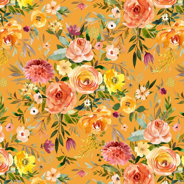 Big Blooms in Burnt Yellow