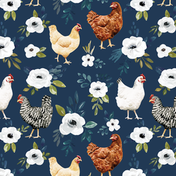 Garden Chickens in Navy