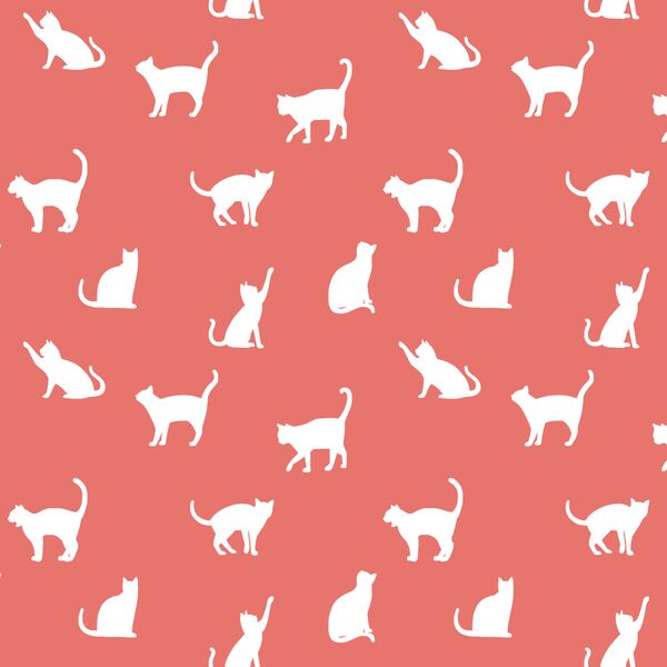 Cat Silhouette in Living Coral