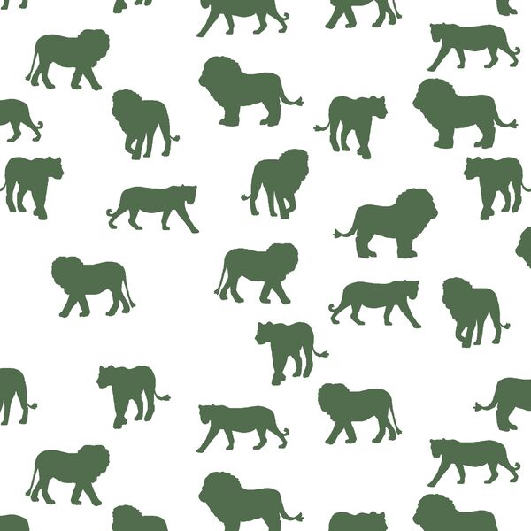 Lion Silhouette in Kale on White