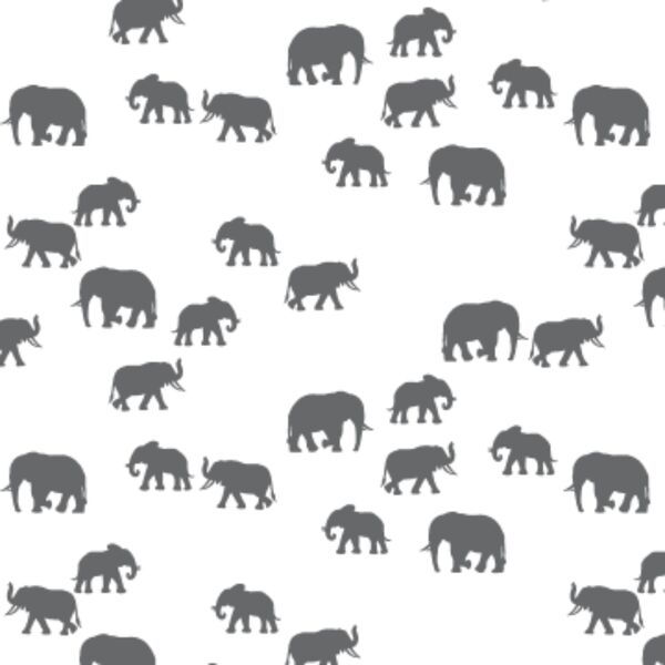 Elephant Silhouette in Charcoal on White