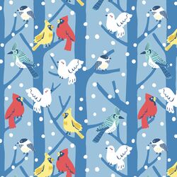 Merry Birdsongs in Winter Blue