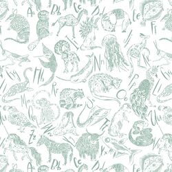 Animals in Dark Aqua on White