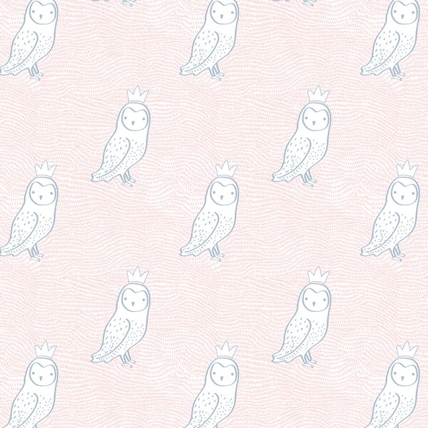 Small Crowned Owl in Sweet Pink and Cashmere Blue