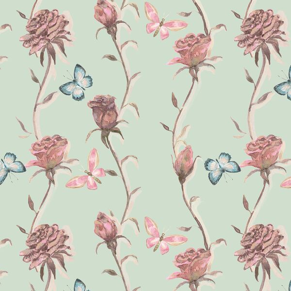 Rose Vine in Mint Green