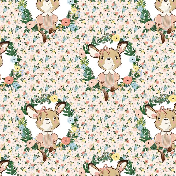 Large Dainty Floral Baby Girl Kangaroo in Pink