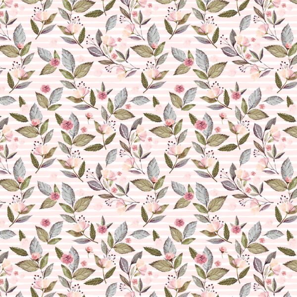 Little Tossed Floral on Stripes in Soft Blush
