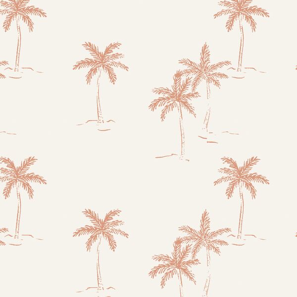 Big Sketched Palms in Pink Clay on White Sand