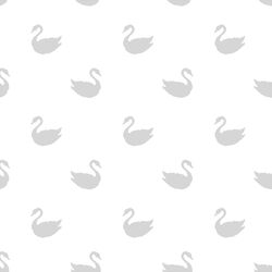 Swan Silhouette in Silver on White