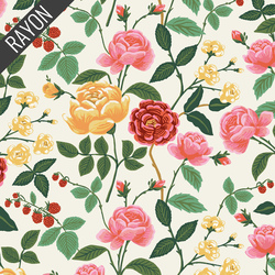 Roses Rayon in Cream