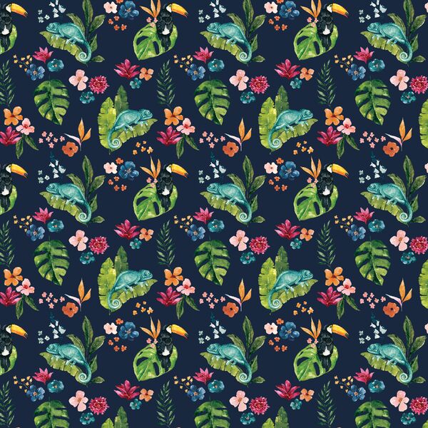 Little Blooming Jungle in Navy