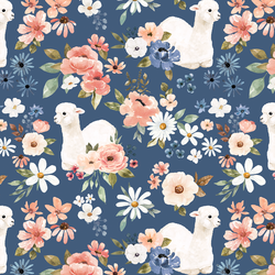 Blooming Llamas in Dark Periwinkle