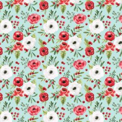 Little Winter Roses in Aqua