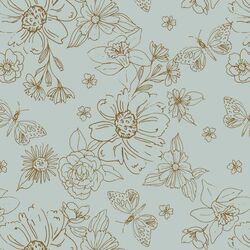Big Sketched Florals in Robin
