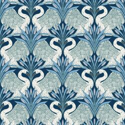 Swans and Cattails in Indigo