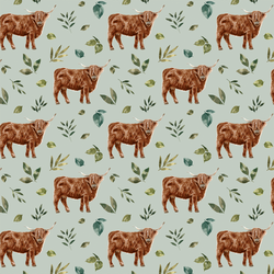 Little Highland Cow in Botanical Mint