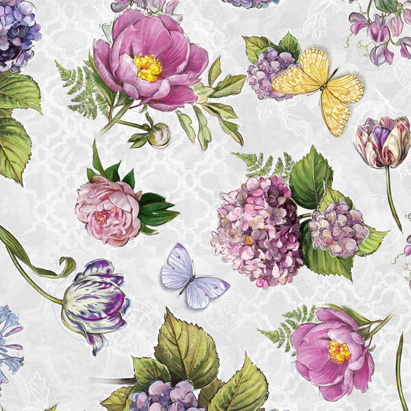 Large Floral in Light Gray