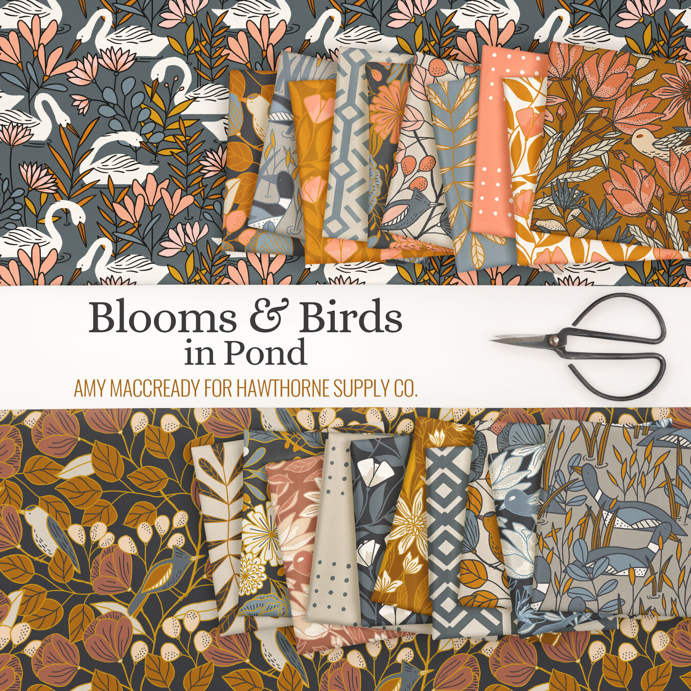 Blooms and Birds in Pond Poster Image