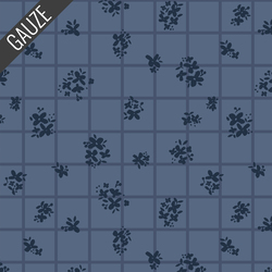 Ditsy Check Double Gauze in Blue