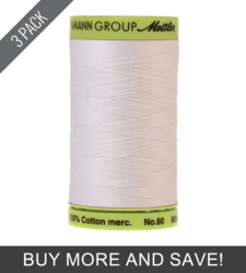 White (9248-2000) - Silk Finish Cotton 60wt - 875 Yards (3 Pack)