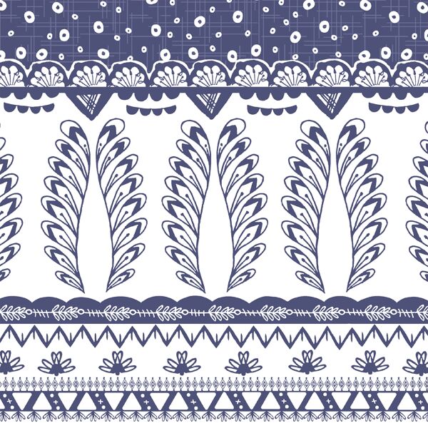 Cascading Border in Indigo