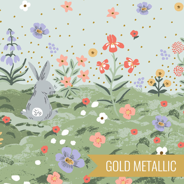 Spring Meadow Single Border in Green Metallic