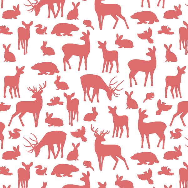 Forest Friends in Poppy on White