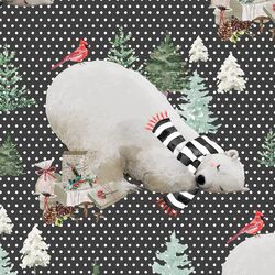 Napping Bear in White Winter Dots on Onyx