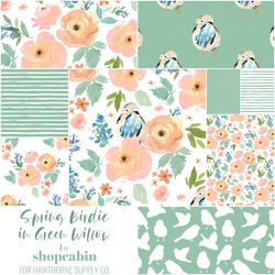 Spring Birdie Fat Quarter Bundle in Green Willow