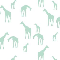 Giraffe Silhouette in Mint on White