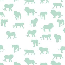 Lion Silhouette in Mint on White
