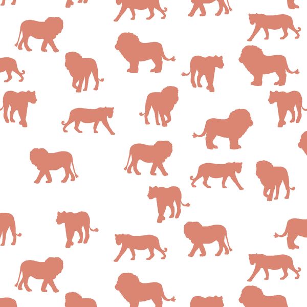 Lion Silhouette in Desert Rose on White