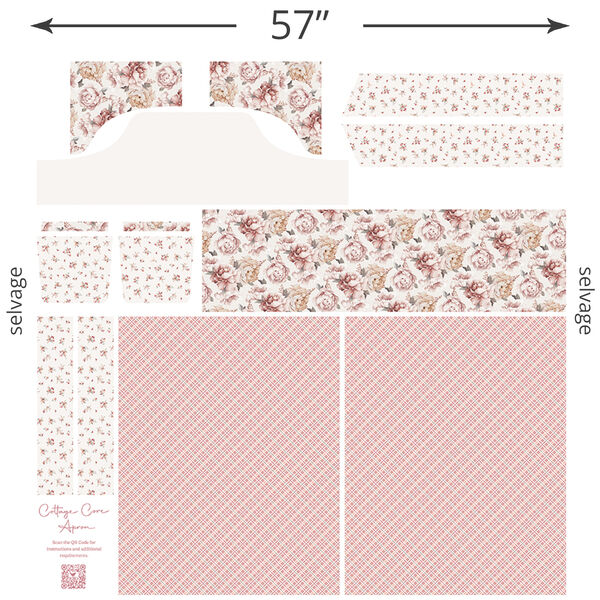 Cottage Core Apron Panel in Rose