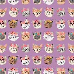 Flower Cats in Violet