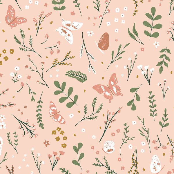 Butterflies and Blossoms in Petal Pink